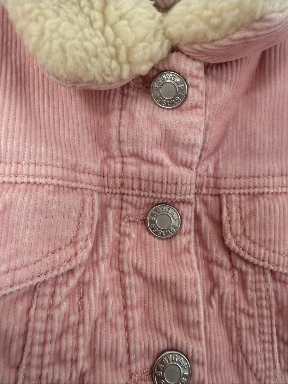 Baby Gap Girls Pink Corduroy Sherpa Jacket Snap Button Coat 12-18 Months NWOT